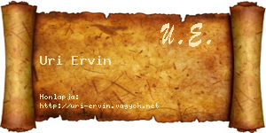 Uri Ervin névjegykártya